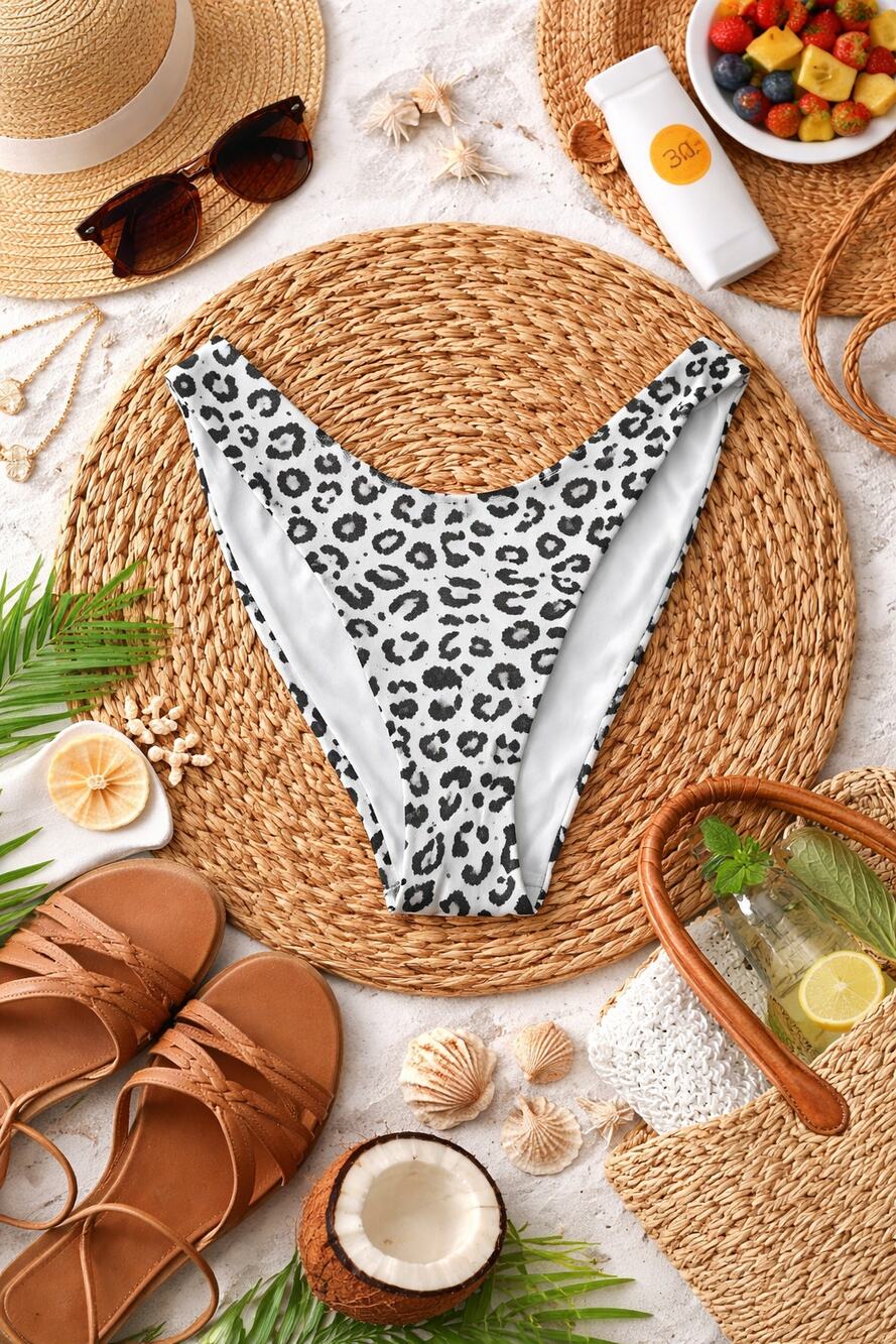 NWT Aerie Women's Cheekier Bikini Bottoms Cheetah Print Black White Swim Size S